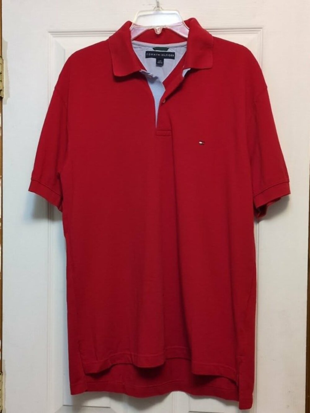 Tommy Hilfiger Men’s Polo Shirt Sz L Logo Red Classic Casual Cotton Preppy Golf